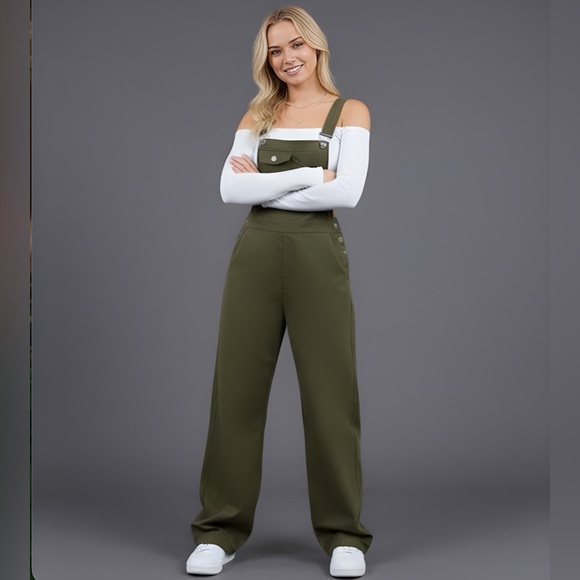 Army Green 1 Flap Pocket Overalls - Picture 2 of 7